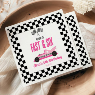 Servilleta De Papel Cumpleaños 6 de Fast & Six Auto de Carreras Rosa
