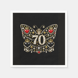 Servilleta De Papel cumpleaños 70 adornado con diamantes mariposa