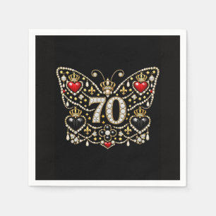 Servilleta De Papel cumpleaños 70 adornado con diamantes mariposa