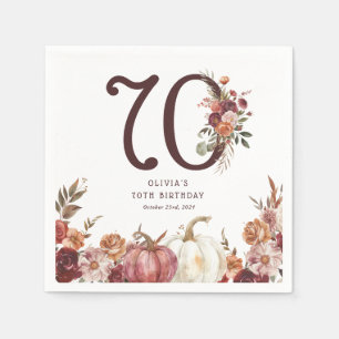 Servilleta De Papel Cumpleaños 70 Boho Pumpkin Autumn Bloom