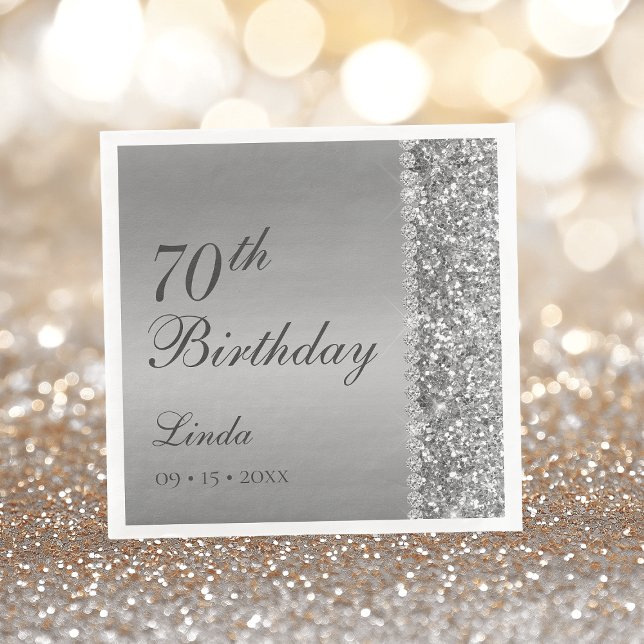 Servilleta De Papel Cumpleaños 70 Elegante Plata (Subido por el creador)