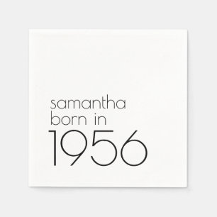 Servilleta De Papel Cumpleaños 70 Minimalista Nacido en 1956 Negro