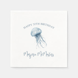 Servilleta De Papel Cumpleaños 70 Simple Medusa Costera Personalizada