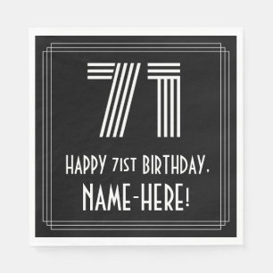 Servilleta De Papel Cumpleaños 71: Aspecto inspirado en Art Deco "71"