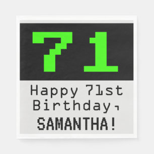 Servilleta De Papel Cumpleaños 71 - Nerdy / Geeky Style "71" y nombre