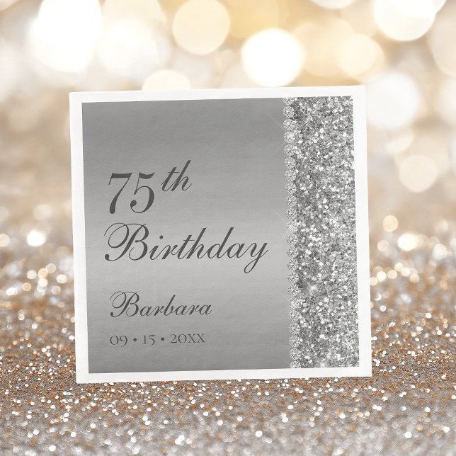 Servilleta De Papel Cumpleaños 75 Elegante Plata (Subido por el creador)
