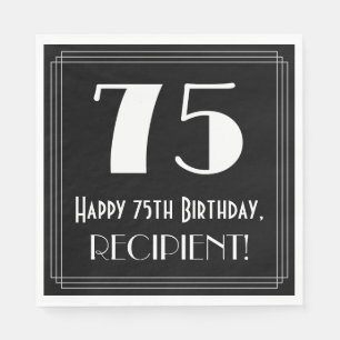 Servilleta De Papel Cumpleaños 75 ~ Estilo Art Deco "75", Nombre