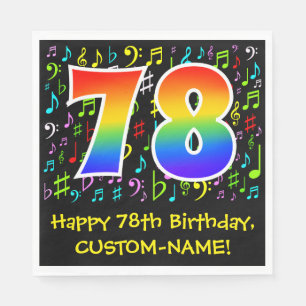 Servilleta De Papel Cumpleaños 78 - Símbolos musicales coloridos, Ar