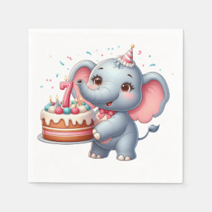 Servilleta De Papel Cumpleaños 7 de elefante lindo