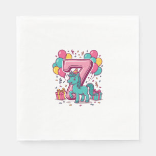 Servilleta De Papel Cumpleaños 7 del Caballo Diseño de Vector de Conej