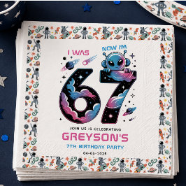 Servilleta De Papel Cumpleaños 7 del Espacio Lindo | Seis y Siete Años