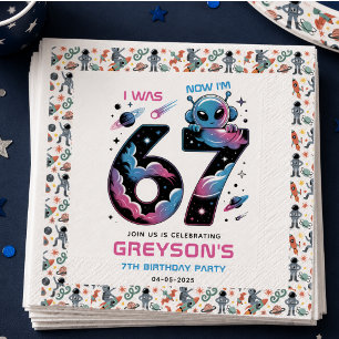 Servilleta De Papel Cumpleaños 7 del Espacio Lindo Seis y Siete Años