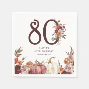Servilleta De Papel Cumpleaños 80 Boho Pumpkin Autumn Bloom