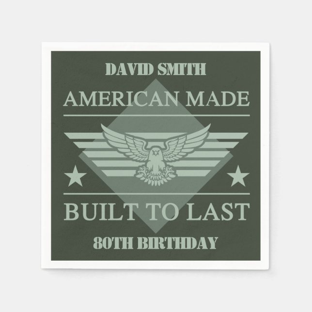 Servilleta De Papel Cumpleaños 80 de American Made (Anverso)