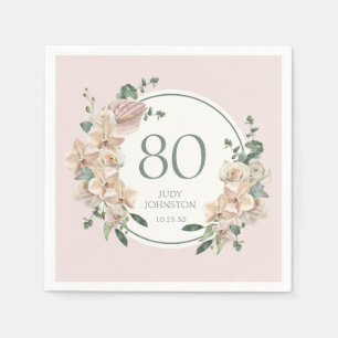 Servilleta De Papel Cumpleaños 80 Tropical Floral