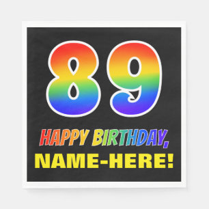 Servilleta De Papel Cumpleaños 89: Negrita, divertido, simple, arcoir