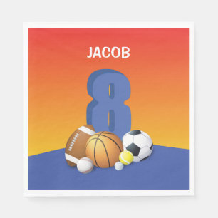 Servilleta De Papel Cumpleaños 8 niño Pelotas Deportes