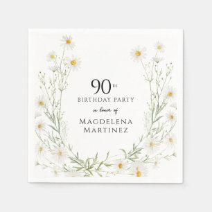 Servilleta De Papel Cumpleaños 90 Abril Mes de nacimiento Flor Margari