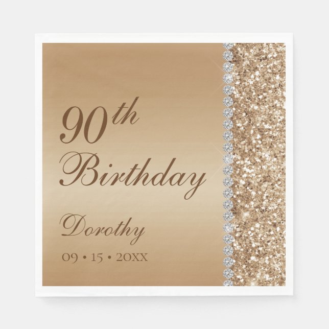 Servilleta De Papel Cumpleaños 90 elegante (Anverso)