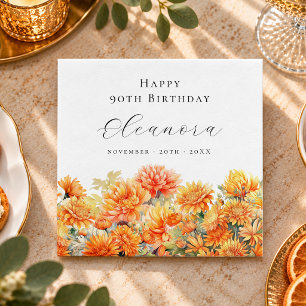 Servilleta De Papel Cumpleaños 90 Noviembre Flor de Nacimiento Crisant