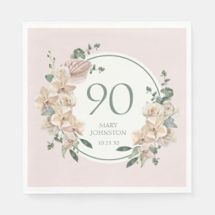 Servilleta De Papel Cumpleaños 90 Tropical Floral