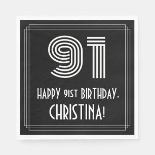 Servilleta De Papel Cumpleaños 91: Aspecto inspirado en el Art Deco "9