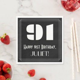 Servilleta De Papel Cumpleaños 91: Look inspirado en Art Deco "91" + N