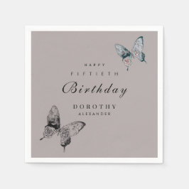 Servilleta De Papel Cumpleaños adulto moderno de mariposa para cualqui