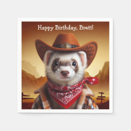 Servilleta De Papel Cumpleaños al estilo vaquero divertido de hurón