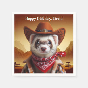 Servilleta De Papel Cumpleaños al estilo vaquero divertido de hurón