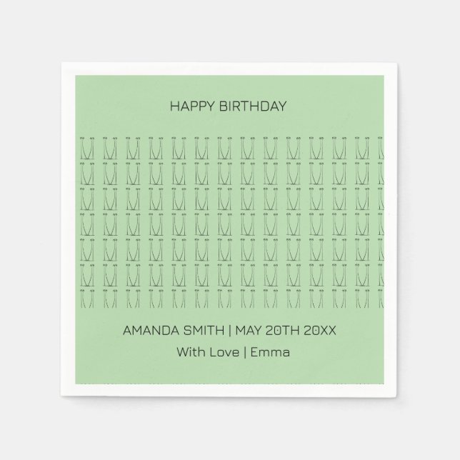 Servilleta De Papel Cumpleaños, árboles de coco de silueta personaliza (Anverso)