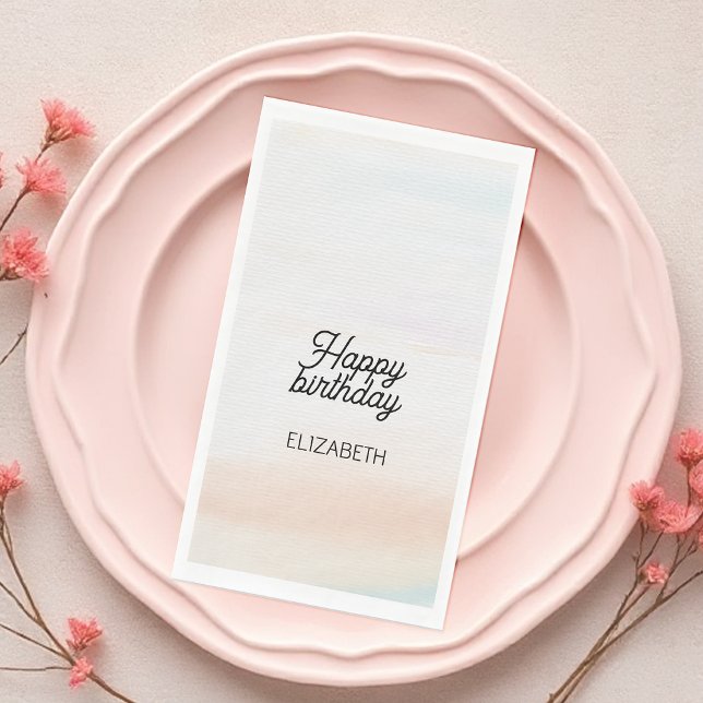 Servilleta De Papel Cumpleaños Arcoíris Suave Artístico Moderno (Subido por el creador)