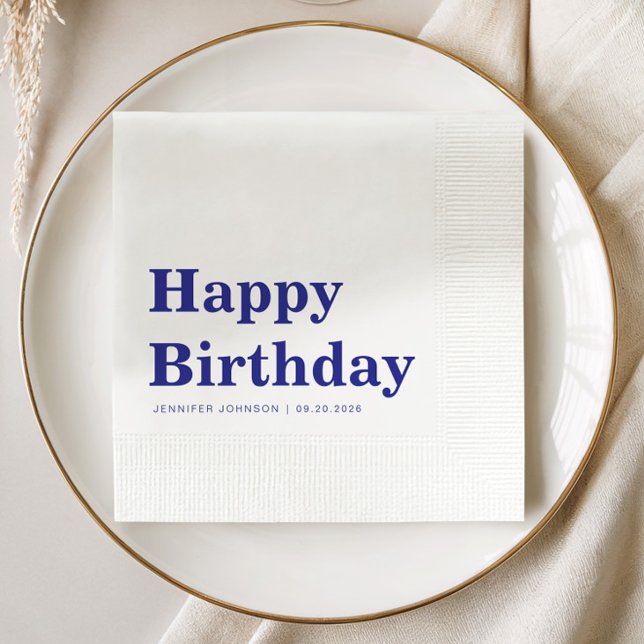 Servilleta De Papel Cumpleaños Azul Marino Moderno (Modern Navy Blue Birthday Napkins
)