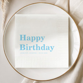 Servilleta De Papel Cumpleaños Azul Minimalista Moderno