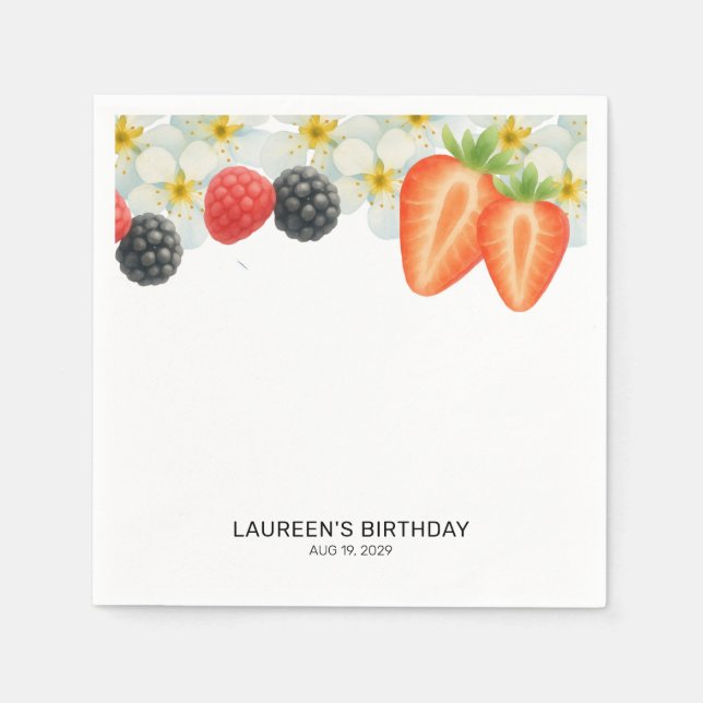 Servilleta De Papel Cumpleaños Berry First 1er  (Anverso)