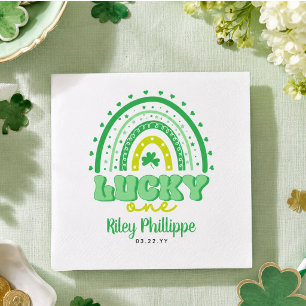 Servilleta De Papel Cumpleaños Blue Clover & Rainbow Lucky One Primero