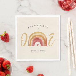 Servilleta De Papel Cumpleaños Boho Arcoíris Uno Primero