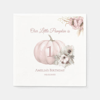 Servilleta De Papel Cumpleaños Boho Pink Pumpkin 1 de niña