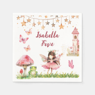 Servilleta De Papel Cumpleaños Castillo Hada Rana Setas Niñas