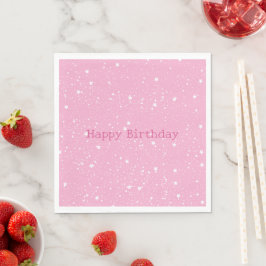 Servilleta De Papel Cumpleaños Cielo Blanco Rosa de Estrellas