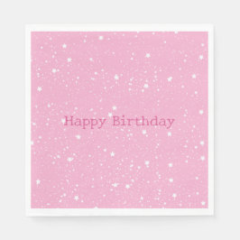 Servilleta De Papel Cumpleaños Cielo Blanco Rosa de Estrellas