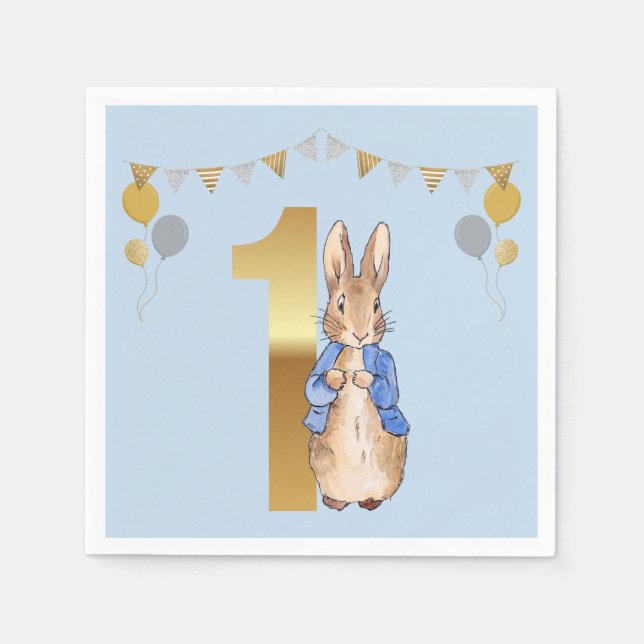 Servilleta De Papel Cumpleaños clásico del conejo (Anverso)