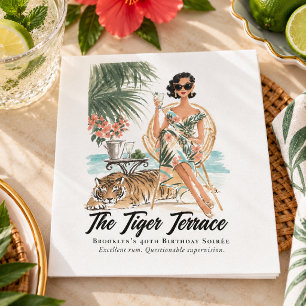 Servilleta De Papel Cumpleaños Cóctel Vintage Havana Tropical Tiger
