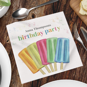 Servilleta De Papel Cumpleaños Colorful Simple Popsicles Cuto Verano