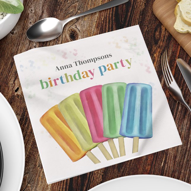 Servilleta De Papel Cumpleaños Colorful Simple Popsicles Cuto Verano (Subido por el creador)