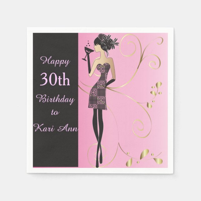 Servilleta De Papel Cumpleaños con clase del personalizar para ella (Anverso)