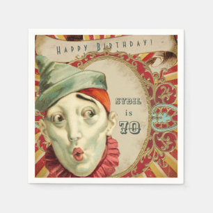 Servilleta De Papel Cumpleaños con expresiones de payaso vintage
