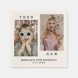 Servilleta De Papel Cumpleaños con Foto Personalizada Entonces y Ahora
