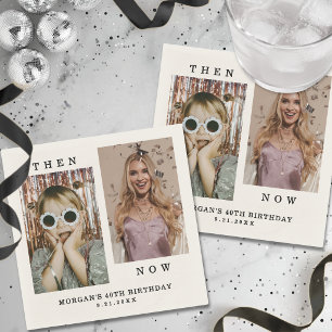 Servilleta De Papel Cumpleaños con Foto Personalizada Entonces y Ahora