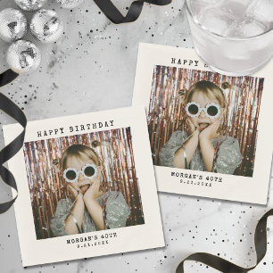 Servilleta De Papel Cumpleaños con Foto Retro Personalizada